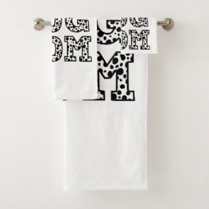 Dog Mom in Fun Dalmatian Print Custom Name Bath Towel Set