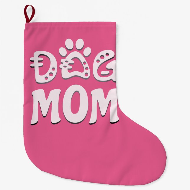 Dog Mom Large Christmas Stocking (Front)