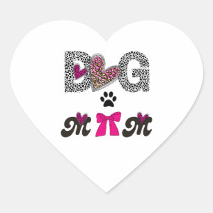 Dog Mom Leopard Heart Sticker-Mom Lover Gift Heart Sticker