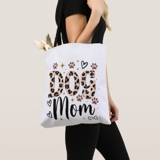 Dog Mom Leopard Print Tote Bag