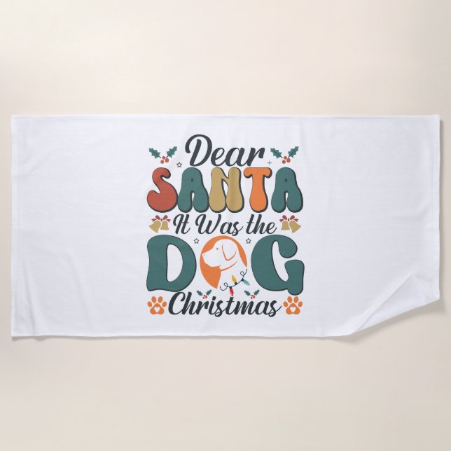 Dog Mom Life Beach Towel (Front)
