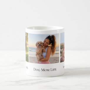 Dog Mom Life Personalized Names 3 Photo Coffee Mug