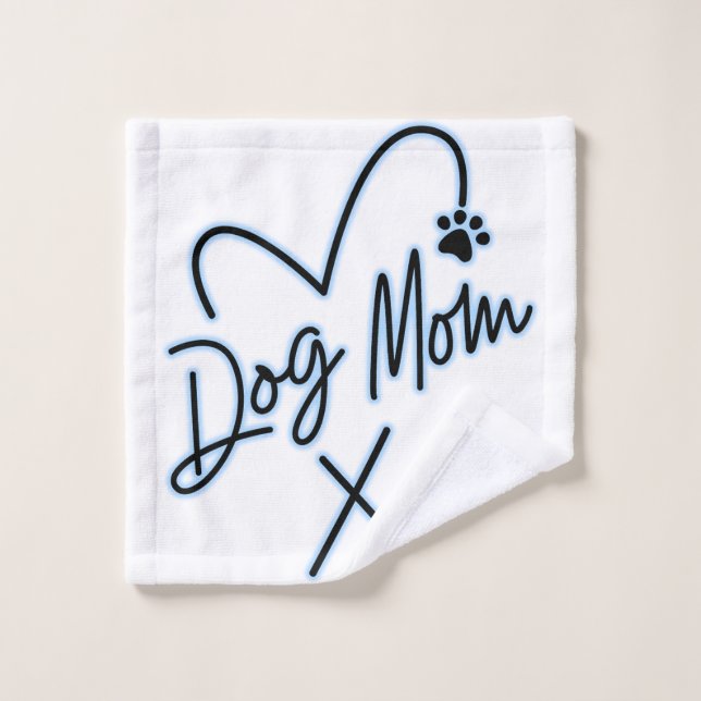 DOG MOM, LIGHT BLUE HEART WASH CLOTH (Wash Cloth)