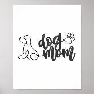 Dog Mom Line Art Design Minimalist Dog Lover Poster