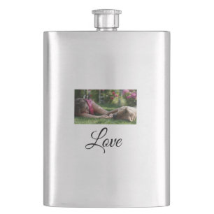 Dog mom love add name text pet name lovers hip flask