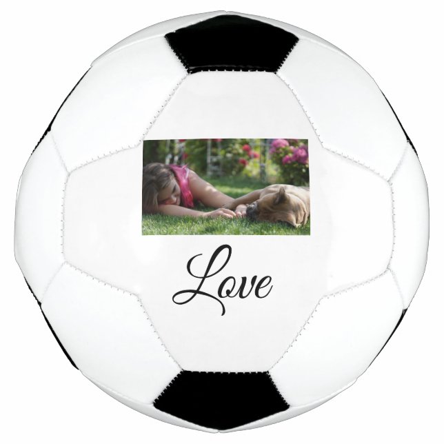 Dog mom love add name text pet name lovers soccer ball (Front)
