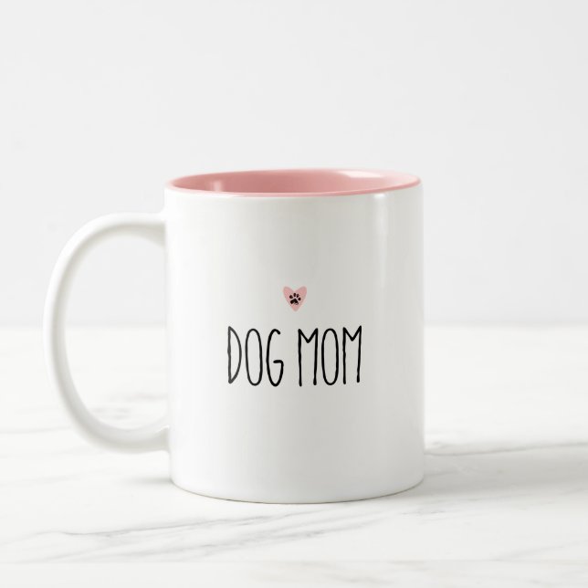 Dog Mom | Modern Mom Custom Heart Colour Two-Tone Coffee Mug (Left)