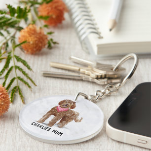 Dog Mom/Mom Labradoodle Key Ring Personalized
