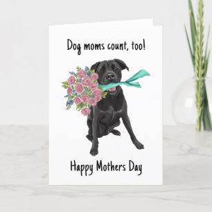 Dog Mom Mothers Day Card Black Lab Watercolor