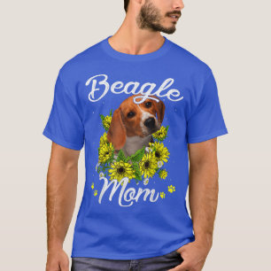Dog Mom Mother's Day Gift Sunflower Beagle Mom  T-Shirt