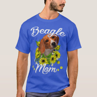 Dog Mom Mother's Day Gift Sunflower Beagle Mom  T-Shirt