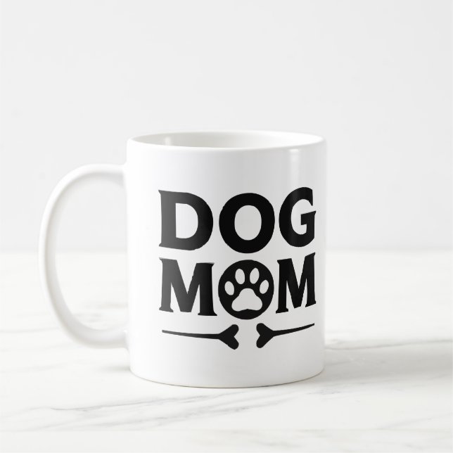 Dog Mom Mug – Cute Paw Print Gift for Dog Lovers (Left)