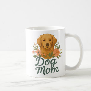 Dog Mom Mug – Golden Retriever Floral Design – Cut