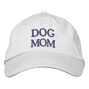 Dog Mom navy blue typography elegant simple custom Embroidered Hat