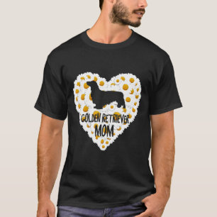 Dog Mom On Love Heart White Daisy Flowers-Golden R T-Shirt