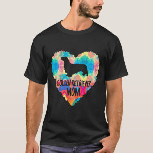 Dog Mom On Love Heart White Daisy Flowers-Golden R T-Shirt
