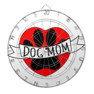 Dog Mom Paw And Red Heart Drawing Dartboard