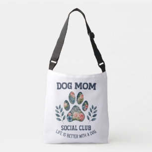 Dog Mom  Paw Floral  Crossbody Bag