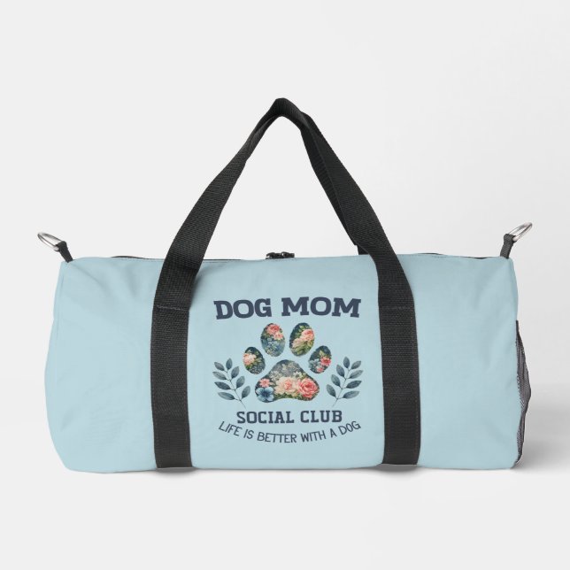 Dog Mom  Paw Floral  Duffle Bag (Front)