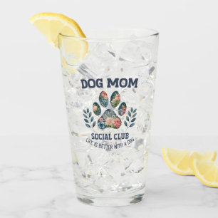 Dog Mom  Paw Floral  Glass