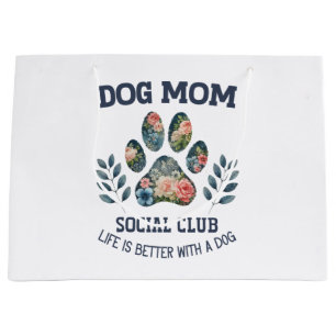 Dog Mom Paw Floral Large Gift Bag