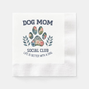 Dog Mom Paw Floral Napkin