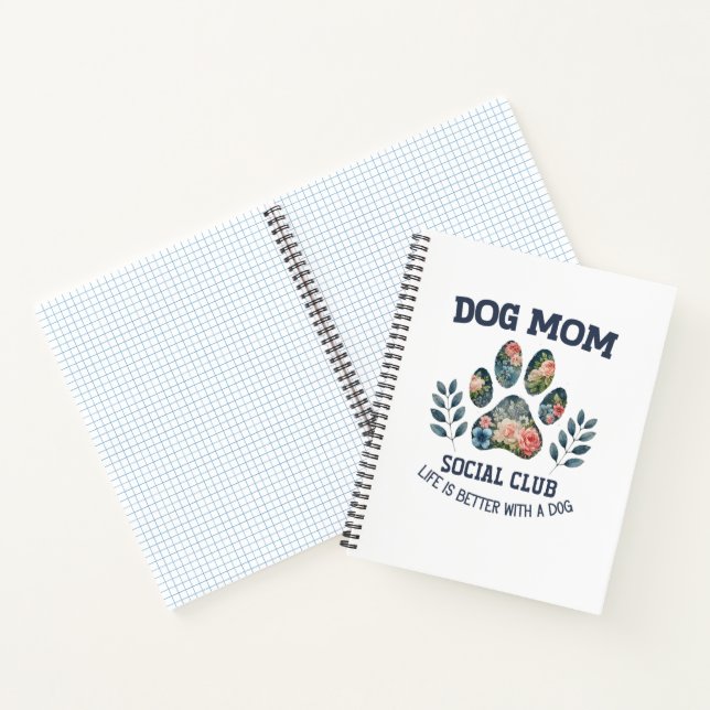 Dog Mom  Paw Floral  Notebook (Inside)