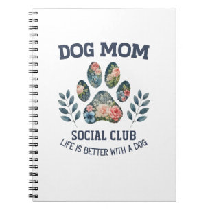 Dog Mom Paw Floral Notebook