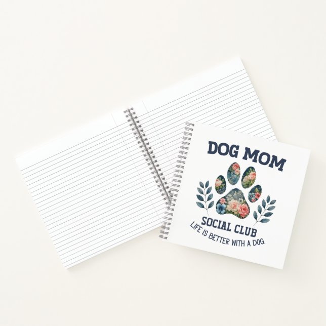 Dog Mom  Paw Floral  Notebook (Inside)