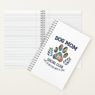 Dog Mom Paw Floral Notebook