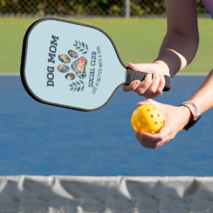 Dog Mom  Paw Floral  Pickleball Paddle