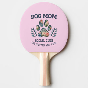 Dog Mom  Paw Floral  Ping Pong Paddle