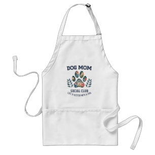 Dog Mom  Paw Floral  Standard Apron