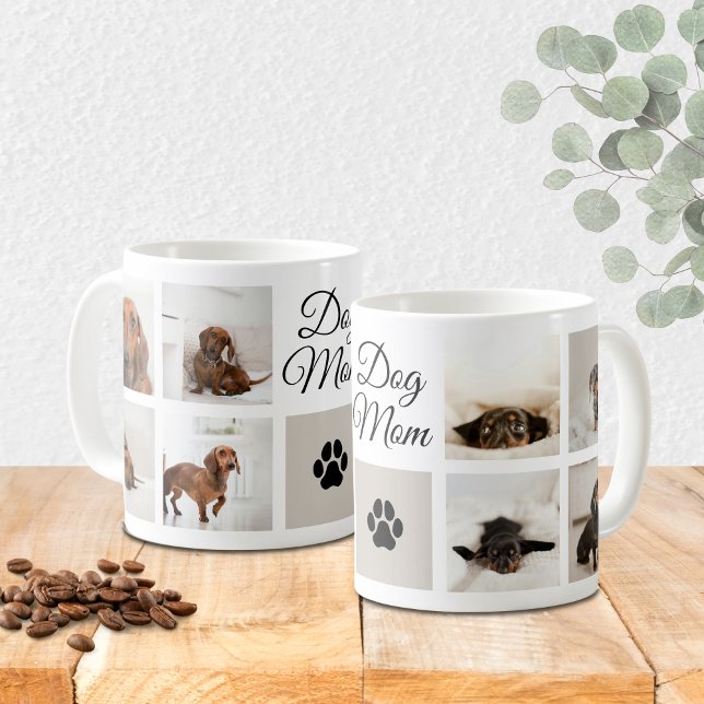 Dog Mom Paw Print Eight Photos Custom Coffee Mug (Creator Uploaded)