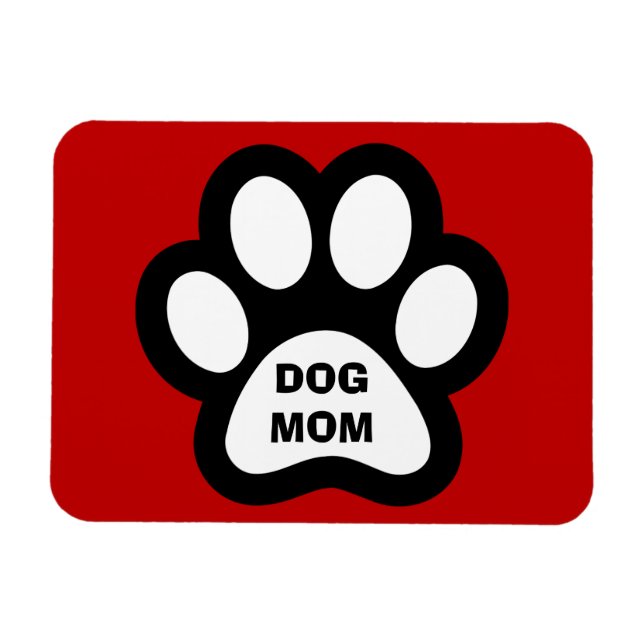 Dog Mom Paw Print Flexible Magnet (Horizontal)