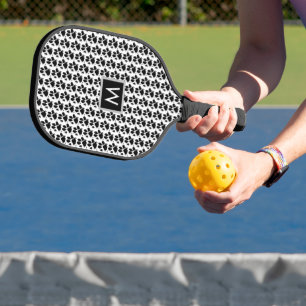 Dog Mom Paw Print Monogram Pickleball Paddle