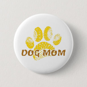 Dog Mom Paw Sunflower Drawing 2 Inch Round Button