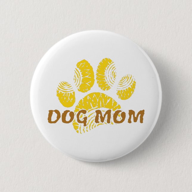 Dog Mom Paw Sunflower Drawing 2 Inch Round Button (Front)