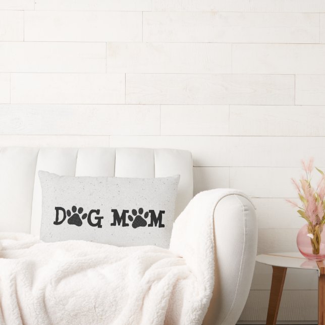 DOG MOM Pawprints Polka Dots Lumbar Pillow (Couch)