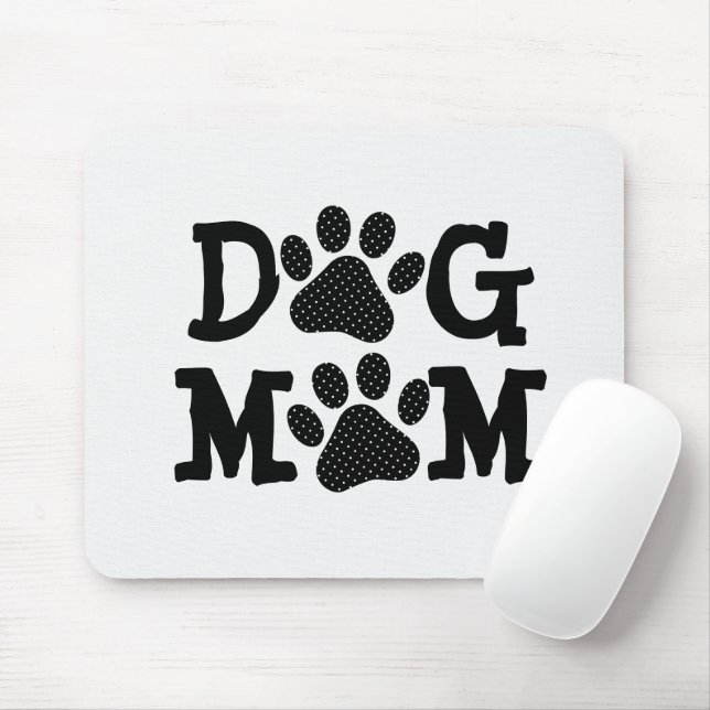 DOG MOM Pawprints with Polka Dots Mouse Pad (With Mouse)