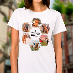 Dog Mom Personalized 6 Pet Photo Collage with Name T-Shirt