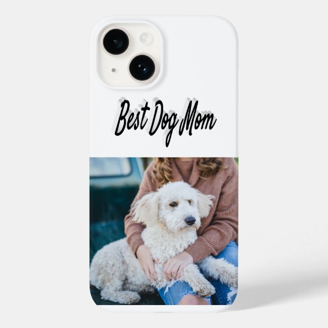 Dog Mom Photo Black  text iPhone Case (Back)