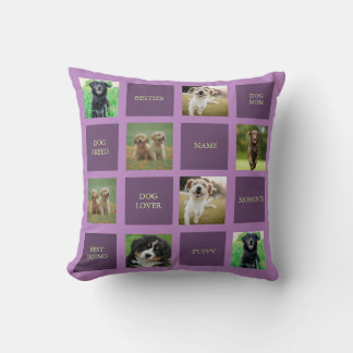 dog mom photo collage  throw pillow
