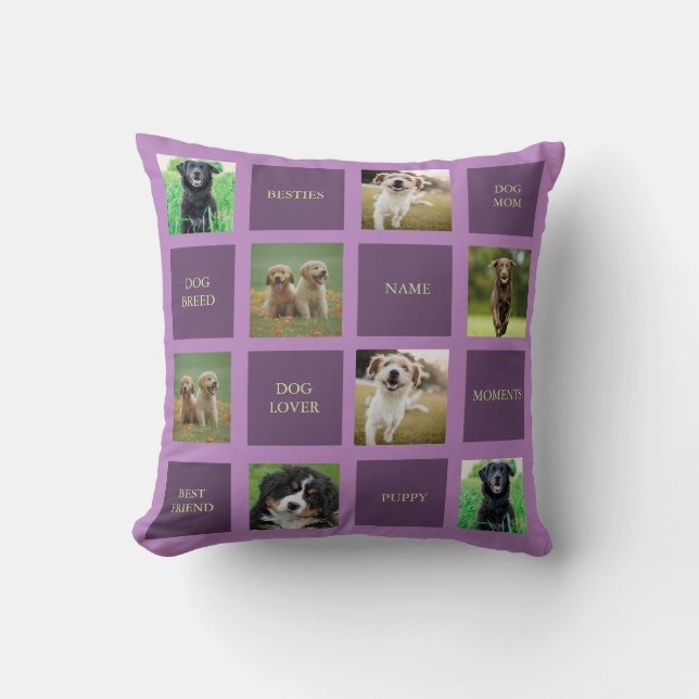 dog mom photo collage  throw pillow (Front)
