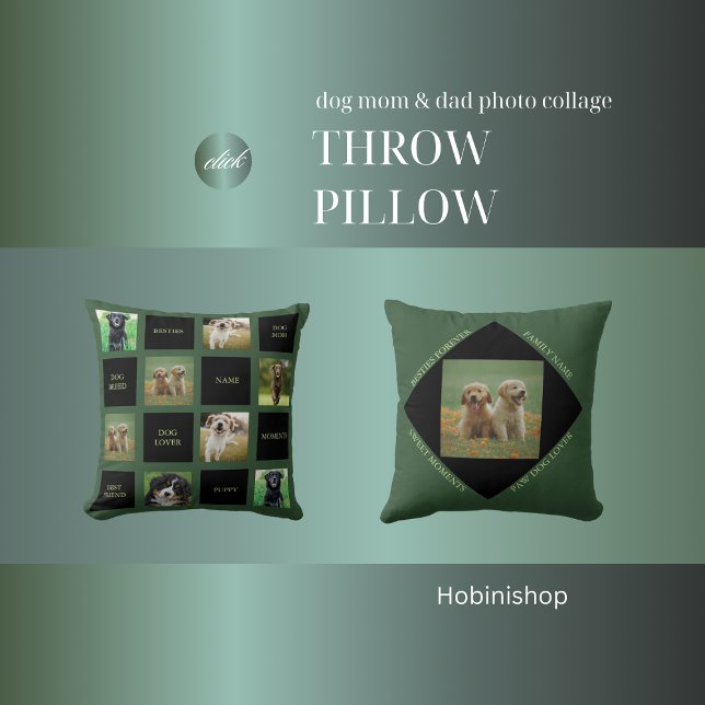 dog mom photo collage  throw pillow (dog mom & dad photo collage throw pillow)