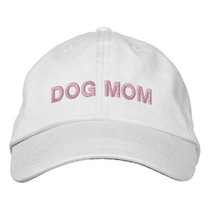 Dog Mom pink white Embroidered Baseball Cap