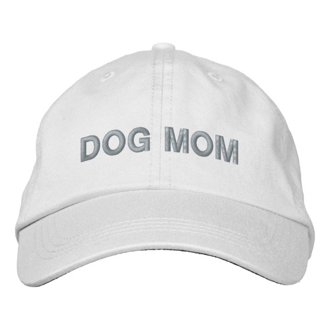 Dog Mom pink white Embroidered Baseball Cap (Front)