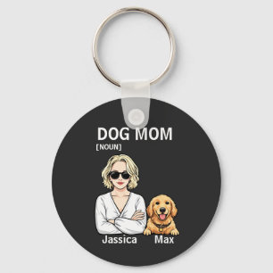 Dog Mom Portrait With Golden Retriever Art Keychain