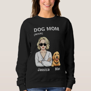Dog Mom Portrait With Golden Retriever Art Sweatshirt