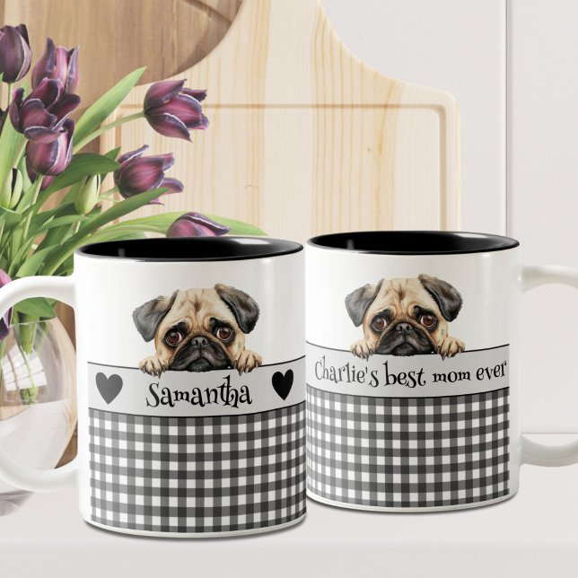 Dog Mom Pug  Two-Tone Coffee Mug (Creator Uploaded)